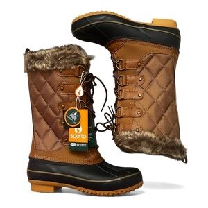 Sporto Deal Tan Navy Waterproof Lace-up Tall Duck Boots Women Size US 6 Gorpcore